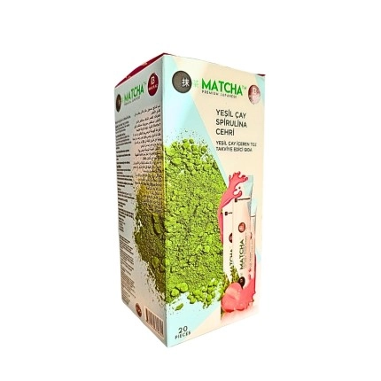 MATCHA YEŞİL ÇAY SPİRULİNA 20 ŞASE - (ÇİLEKLİ)