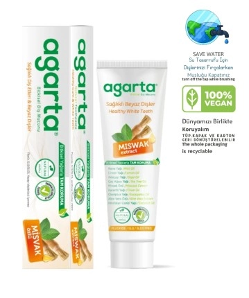 Agarta Vegan & Doğal Misvak Özlü Bitkisel Diş Macunu 100 ml (Florürsüz)