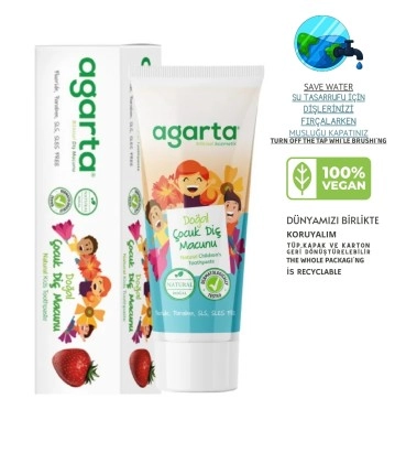 Agarta Vegan Çocuk Diş Macunu Çilekli 75 ml (Florürsüz)